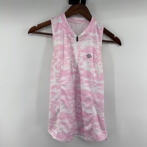 MoFiz Womens Pink Camo Quarter Zip Sleeveless Racerback Athletic Top Size Small